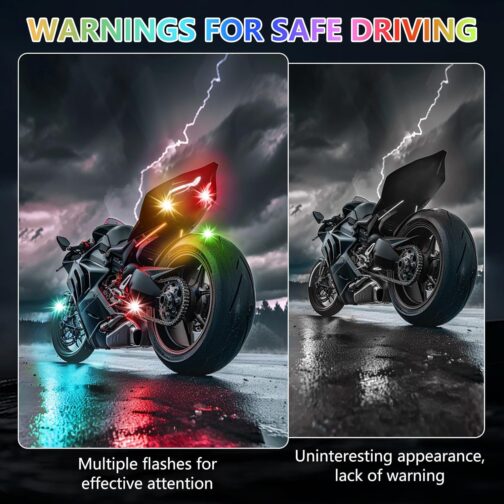 YESLUSY Pack of 6 Wireless LED Lights Cars, Waterproof Car Anti-Collision Lights with Remote Control, 8 Colours USB Charging Flash Light for Motorcycle, RC Car, Bicycle, Drone, Truck – Bild 6