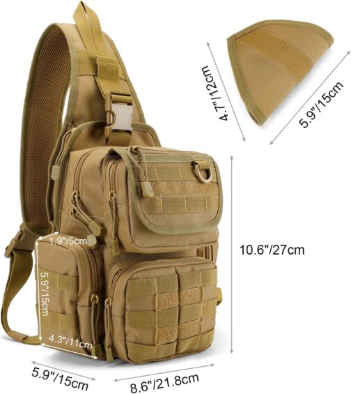 G4Free Tactical Chest Bag Military Shoulder Bag Chest Sling Pack Molle Army Crossbody Bag Military Shoulder Bag Single Strap Backpack for Travel Hiking Camping Trekking – Bild 2