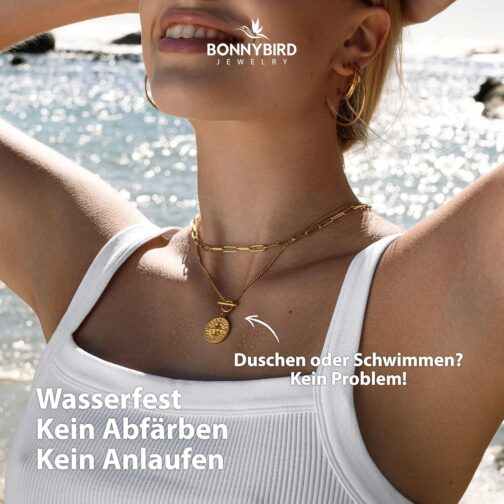 BONNYBIRD® Compass Women's BonnyCompass Necklace - Premium Necklace Women's with Compass Pendant Made of Stainless Steel in Silver, Gold and Rose Gold, 100% Waterproof and Skin Friendly – Bild 3