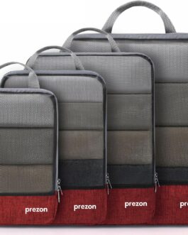 Prezon Compressible Packing Cubes for Organising Your Travel Luggage, Compression Packing Cube, Packing Bags Set & Luggage Organiser for Backpack & Suitcase