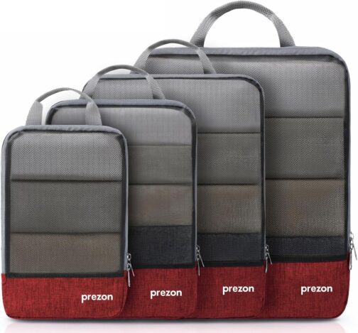 Prezon Compressible Packing Cubes for Organising Your Travel Luggage, Compression Packing Cube, Packing Bags Set & Luggage Organiser for Backpack & Suitcase