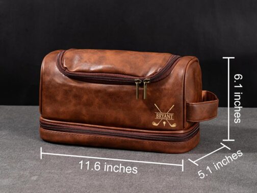 Personalised Mens PU Leather Toiletry Bag, Custom Engraved Travel Toiletry Bag, Personalized Initials, Gifts for Family, Black, coffee, dark brown, light brown, Portable Toiletries for Men – Bild 6