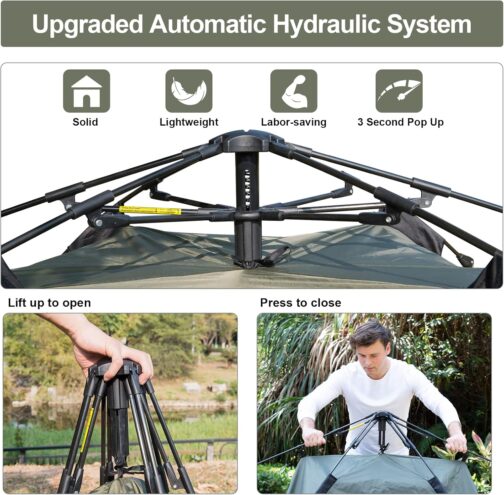 Camping Tent Automatic Instant Tent 2-3 Person Pop Up, Double Layer Waterproof & Windproof Ultralight Dome Tent UV Protection Easy Setup for Trekking, Families, Backpacking – Bild 2