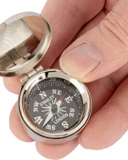 NKlaus Maritime Small Compass 3.5 cm with Lid Nickel-Plated Brass Pocket Compass 11803