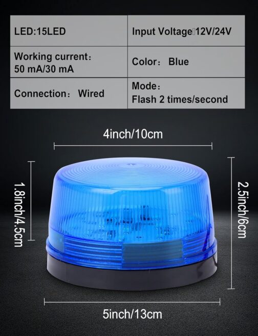 Dioche Emergency Strobe Light Blue LED Light 12V Strobe Warning Light – Bild 3