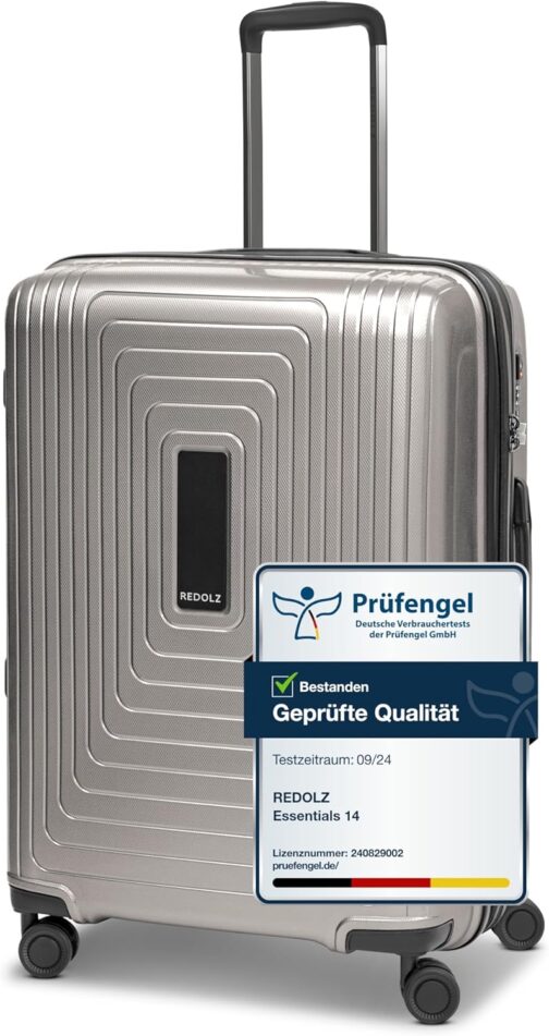 REDOLZ Essentials 14 Regular Items, Coffee Grey Metallic, Hard shell trolley with swivel castors