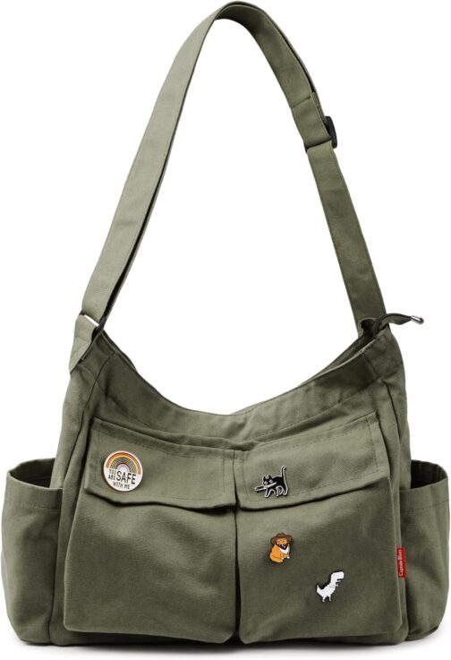 Captain Blues Canvas Messenger Bag Shoulder Bag Crossbody Shoulder Tote Hobo Bag for Women and Men - Large Bag with Multiple Compartments