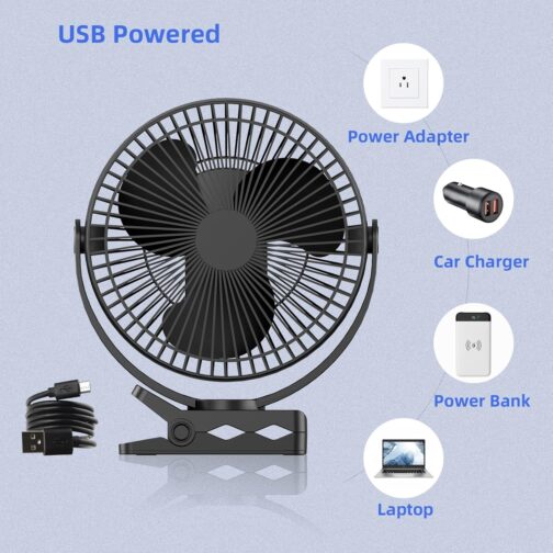 ATEngeus USB Fan, Hand Fan, Small Fan, USB Mini Fan, 4 Speeds, 90° Rotatable USB Fan, Low Noise, for Office, Home and Outdoor (TF29) – Bild 9