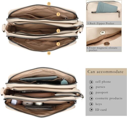 Makukke Crossbody Bag Women's Shoulder Bag Mobile Phone Case for Hanging Small Handbag Women's Modern Shoulder Bag PU Leather Bag with Card Slot 2 Shoulder Straps Adjustable Removable Shoulder Strap – Bild 3
