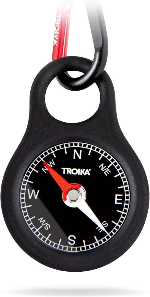 Troika WEGWEISER – COS10/BK – Keyring with compass – incl. Carabiner – PVC/acrylic/ABS/aluminium – red, black original