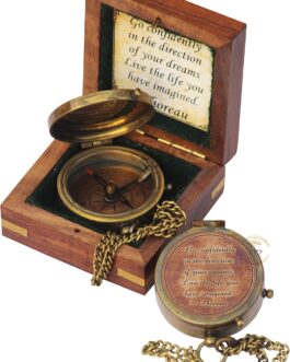 Thoreau’s Go Confidly Quote Engraved Compass with Wooden Box Religious Gift Confirmation Gift Christening Gift Best Christian Easter Gift for Men Camping Compass Graduation Gifts