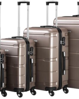 Zelsius Suitcase Set | ABS Hard Case with Combination Lock, 4 Wheels and Inner Divider | Hand Luggage Suitcase, Hard Case Set 4 Pieces, Trolley, Large Suitcase, Luggage Set, champagne, 4-piece set