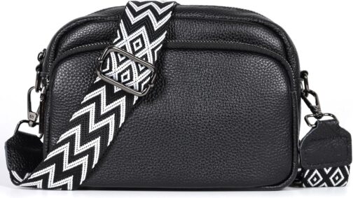 TANTOMI Umhängetasche Damen, Echtes Leder Klein Crossbody Bag Damen Handytasche zum Umhängen, Moderne Handtasche Taschen mit Breitem Schultergurt, Tasche Damen Tägliches Arbeiten, Einkaufen, Reisen.