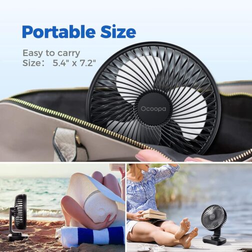 OCOOPA USB Fan Ultra Quiet - 4000 mAh Table Fan, 4 Speeds, Mini Fan for Desk, Home and Office, Black – Bild 7