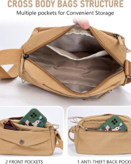 Lancry Crossbody Bag for Women Nylon Lightweight Crossbody Bag for Women Multi Pockets Casual Crossbody Bag with Adjustable Shoulder Strap