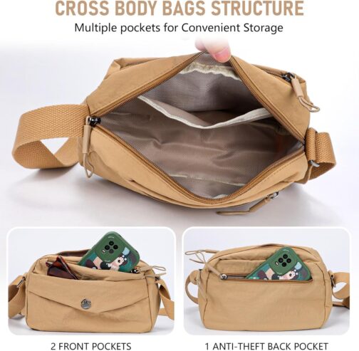 Lancry Crossbody Bag for Women Nylon Lightweight Crossbody Bag for Women Multi Pockets Casual Crossbody Bag with Adjustable Shoulder Strap – Bild 2