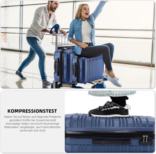 Beibye Twin-Wheeled Travel Suitcase, Hard Shell Trolley Suitcase, M/L/XL Set, dark blue – Bild 6