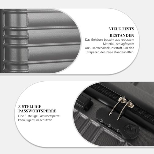 MoFut Large Suitcase, Travel Suitcase, Hard-Shell Suitcase, Trolley Suitcase with Wheels, with Password Lock, Suitcase with Telescopic Handle, darkgray – Bild 6