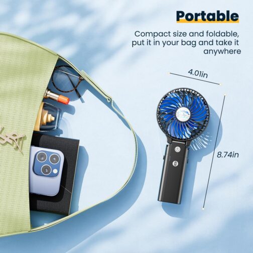 HandFan Portable Hand Fan, Folding Desktop USB Battery Fan with 5200mAh Power Bank Function, Mini Electric Personal Fan for Office/Home/Outdoor/Camping/Stroller – Bild 5
