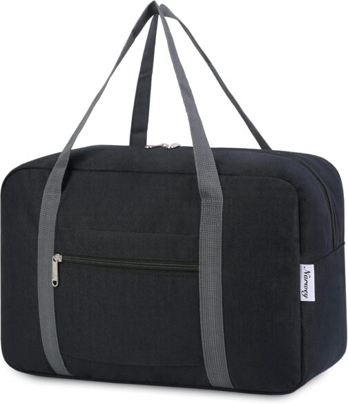 Ryanair Hand Luggage, 40 x 20 x 25 cm, Hand Luggage for Aeroplane, Foldable Travel Bag for Women, Weekender Bag, 20 L, A-Black, (20L) UK, Black