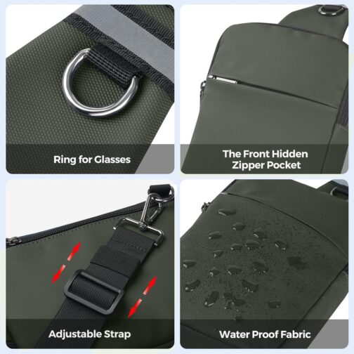 Tibroni Sling Bag Shoulder Bag Chest Bag Shoulder Bag Men Women with RFID Blocking, Shoulder Bag, Chest Crossbody Bag, Men's Bags, Small, Travel Body Bag, Mobile Phone, Belly Sports, Hiking, Left – Bild 6