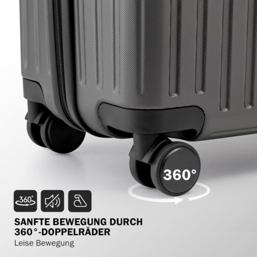 COOLIFE Suitcase Trolley Suitcase Hard Shell Suitcase Rolling Suitcase Travel Suitcase ABS Material with TSA Lock Telescopic Handle and 4 Twin Wheels, White, Hard shell suitcase travel suitcase hand – Bild 5