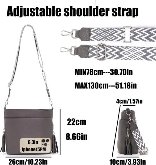 Paigtes Shoulder Bag, Women's Medium Size Handbag, Women's Leather PU Bag, Women's Shoulder Bags, Women's Bags with Wide Shoulder Strap and 4 Compartments – Bild 3