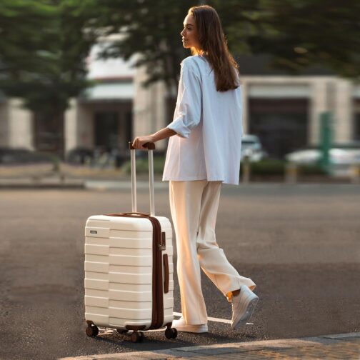 Vipbox Hard Shell Suitcase Set (3 Year VIP Service) Lightweight 100% PC Ultra Durable Expandable Trolley Hand Luggage Travel Suitcase with Wheels and TSA Lock, Elegant white, Suitcase set 3-piece hard – Bild 2