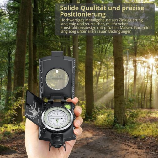 Anbte Kompass Militär mit Klinometer Professioneller Marschkompass IP65 Compass mit Tragetasche Wasserdicht Navigation Compass für Jagd Camping Wandern Outdoor-Aktivitäten – Bild 3