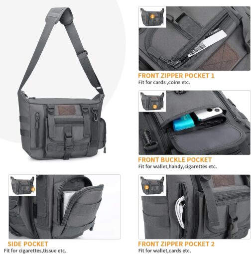 HUNTVP Tactical Shoulder Bag Military Crossbody Bag Sling Bag Water-Repellent Shoulder Bag Messenger Bag Briefcase with Adjustable Shoulder Strap Outdoor – Bild 3