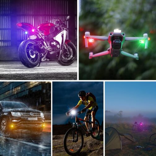 Pack of 4 Wireless Car LED Flash Lights Battery with Remote Control, 8 Colours High Bright Flash Light for Car, Drone, Truck, Motorcycle, Bicycle – Bild 7