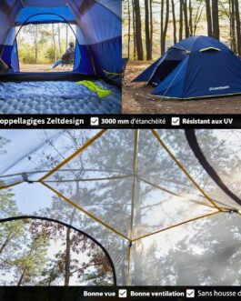 EchoSmile 1/2/3 Person Camping Tent 3-4 Season Waterproof 5000 mm Tent Dome Tent with Awning Lightweight Hiking Tent Outdoor iglu Tent Festival Tent