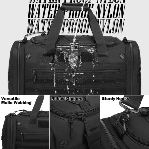 Sports Bag Men's 45L with Shoe Compartment & Wet Compartment FRETHIND Travel Bag for Women Waterproof MOLLE Training Bag Classic Swimming Bag for Sports, Fitness & Travel, black, Classic – Bild 6