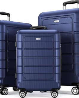 SHOWKOO Suitcase Set Hard Case Set Lightweight ABS and PC Expandable Relse Case Set, Durable Trolley, Hand Luggage Suitcase with TSA-Lock and 4 Wheels, blue