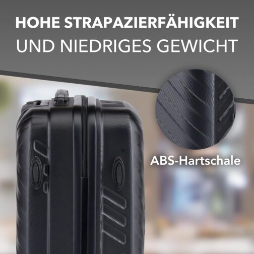 Xonic Design Travel Suitcase - ABS Hard Shell Suitcase with 360° Smooth-Running Wheels - High-Quality Trolley with Combination Lock in M-L-XL or Set, deep black, Hard shell – Bild 3