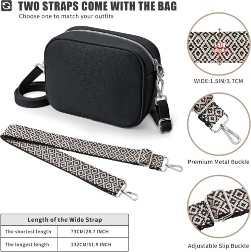 KALIDI Women's Shoulder Bag, Stylish Vegan Leather Wide Strap Crossbody Shoulder Bag with 2 Adjustable Straps for Daily Working, Shopping, Dating, Travel – Bild 4