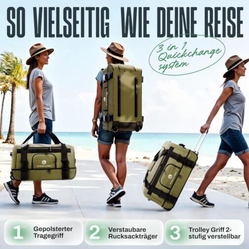 EVERGLOBE Travel Bag 3-in-1 [recycled], khaki – Bild 3