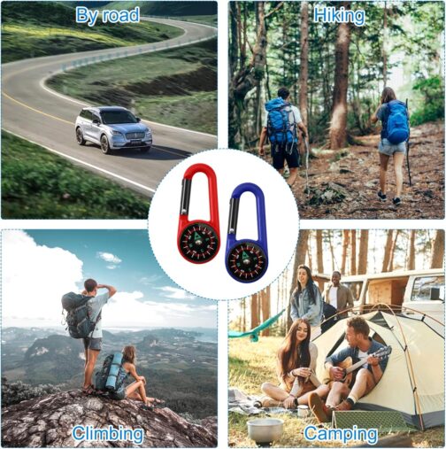 Pack of 10 Carabiner Hooks, Mini Compass, Colourful Carabiner Compass, Mini Compass, Compass, Outdoor Children's Pendant, Multifunctional Portable Compass, Small for Outdoor Hiking Camping – Bild 7