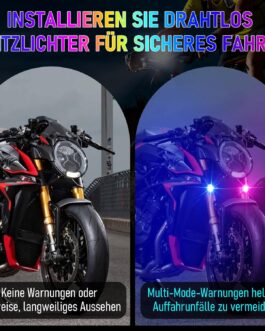 Pack of 4 Wireless Car LED Flash Lights Battery with Remote Control, 8 Colours High Bright Flash Light for Car, Drone, Truck, Motorcycle, Bicycle