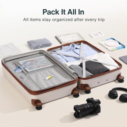 Vipbox Hard Shell Suitcase Set (3 Year VIP Service) Lightweight 100% PC Ultra Durable Expandable Trolley Hand Luggage Travel Suitcase with Wheels and TSA Lock, Elegant white, Suitcase set 3-piece hard – Bild 9