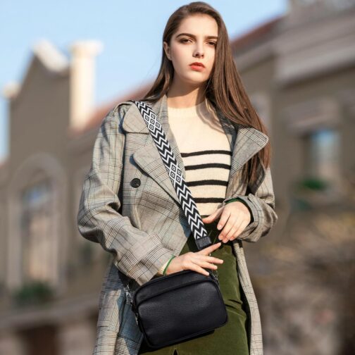 TANTOMI Umhängetasche Damen, Echtes Leder Klein Crossbody Bag Damen Handytasche zum Umhängen, Moderne Handtasche Taschen mit Breitem Schultergurt, Tasche Damen Tägliches Arbeiten, Einkaufen, Reisen. – Bild 7