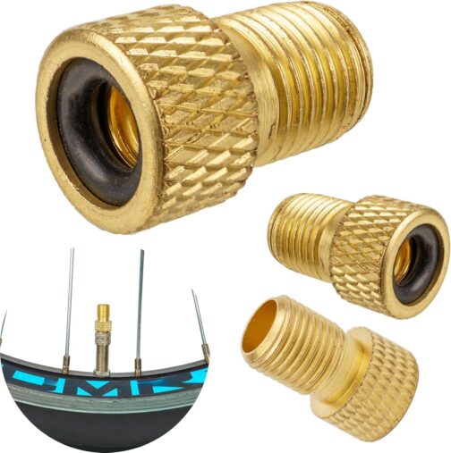 Bicycle Valve Adapters, 3 Pack, DV and SV to AV Valve, Dunlop and French Valve to Car Valve, with Extra Sealing Ring, Bicycle Valve Cap Adapters, Tyre Valve Adapter, Metal