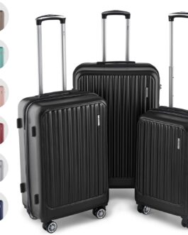 Easy Move ABS Hard Case – Ergonomic & Safe – Trolley Suitcase with 360° Wheels, Number Lock – Trolley Suitcase, Travel Suitcase, black, Hard shell with 360° double wheels