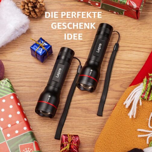 Lepro LED Torch, LE2000 Extremely Bright LED Torches with 5 Modes, Zoomable Camping Hand Lamp, Waterproof Torch for Camping, Outdoors, Hiking, Fishing, Gift (Pack of 2) – Bild 7