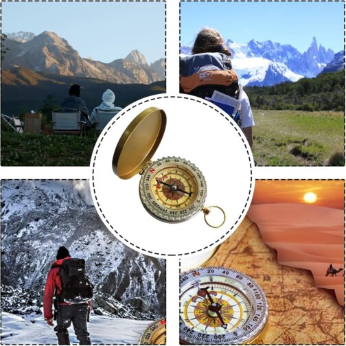 VZU Outdoor Compass, Golden Brass Compass with Retro Design, Waterproof, Luminous Numerals, Navigation Compass for Hiking, Camping, Hunting, Climbing, Backpacking – Bild 7