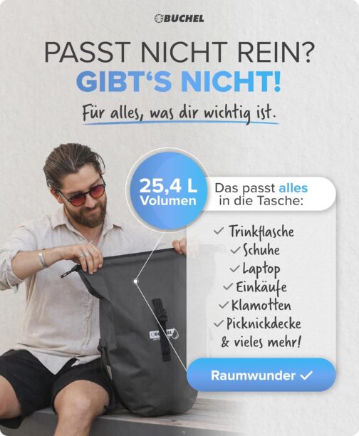 Büchel Fahrradtasche für Gepäckträger I 100% Wasserdicht I mit Tragegriff und Schultergurt I fahrradtasche gepäckträger, gepäckträgertasche, Fahrrad Taschen hinten – Bild 3