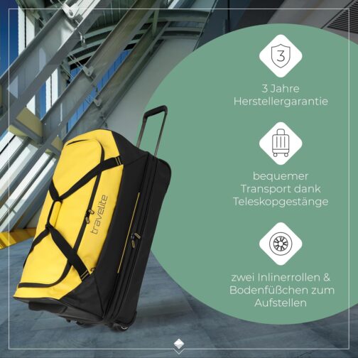 Travelite Basics Wheeled Travel Bag Made of Water-Repellent Material, 70 cm / 119 Litres (including Volume Extension), yellow, Wheeled travel bag made of water-repellent material – Bild 5