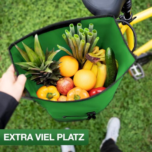 Valkental Large and Waterproof Pannier Rack Bag, 28 L Capacity, Bicycle Bag for Pannier Rack with Reflectors in Green – Bild 4