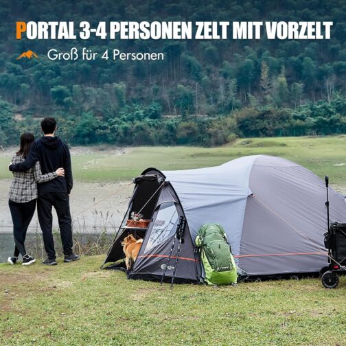 PORTAL Blackout Zelt 3-4 Perosonen mit Vorzelt Camping Kuppelzelt 4000mm wasserdicht Familienzelt Festivalzelt Outdoor für Camping Reise – Bild 8