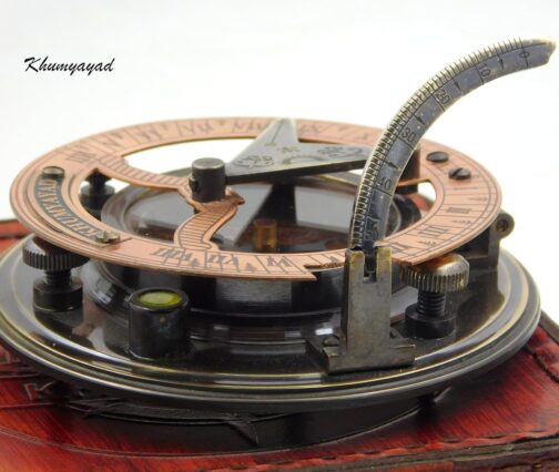 KHUMYAYAD Handmade Brass Sundial Compass Fully Functional with Pure Leather Case – Bild 2